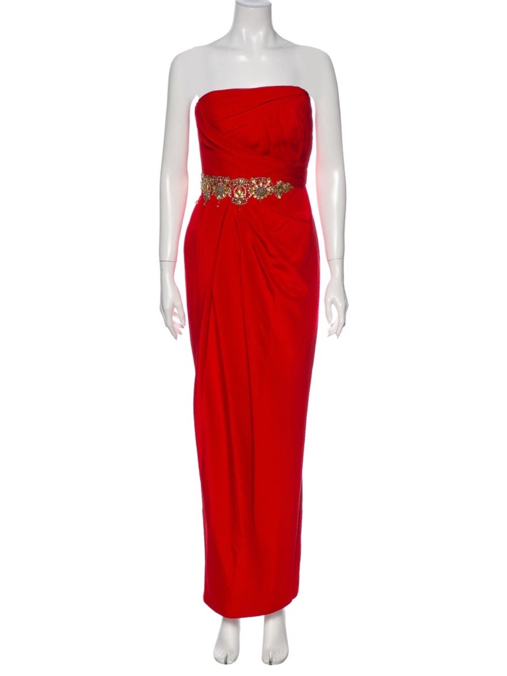 Marchesa Notte Red Strapless Beaded Evening Gown Size 2 / XS